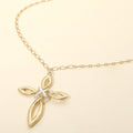 Two Tone Interwoven Cross Pendant Long Necklace