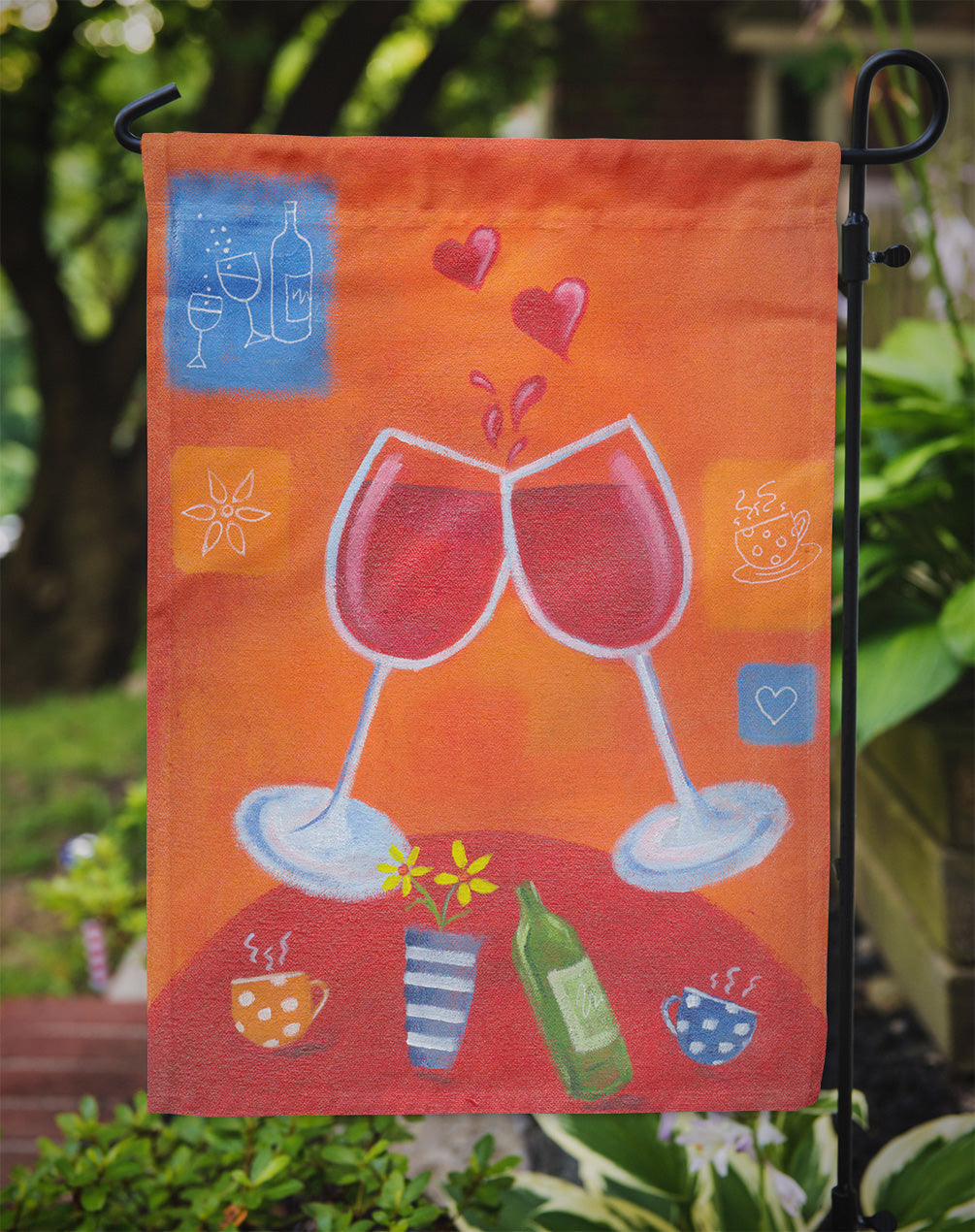 Wine Toast Cheers by Sarah Latham Garden Flag Mailbox Decorative Yard Banner Outside Patio Artwork for Flower Beds, Garden Size, Multicolor