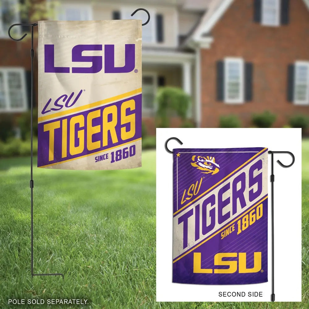 LSU Tigers Garden Flag 2 Sided Retro Logo