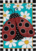 Ladybug with Daisies Garden Flag 2 Sided Applique