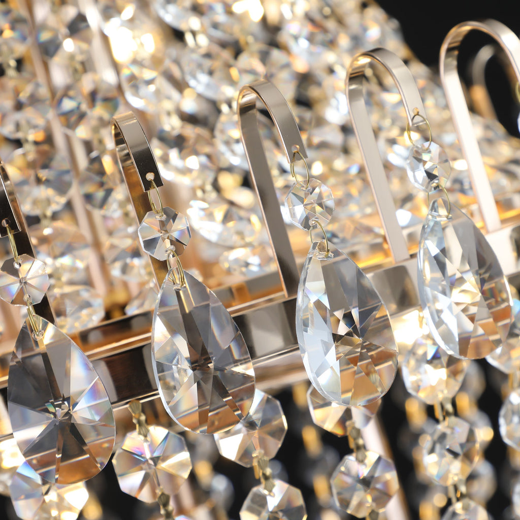 21.7" Large K9 Crystal Chandelier | 10-Light Gold Luxury Pendant with Adjustable Height 40"–71" — Living Room, Foyer & Staircase