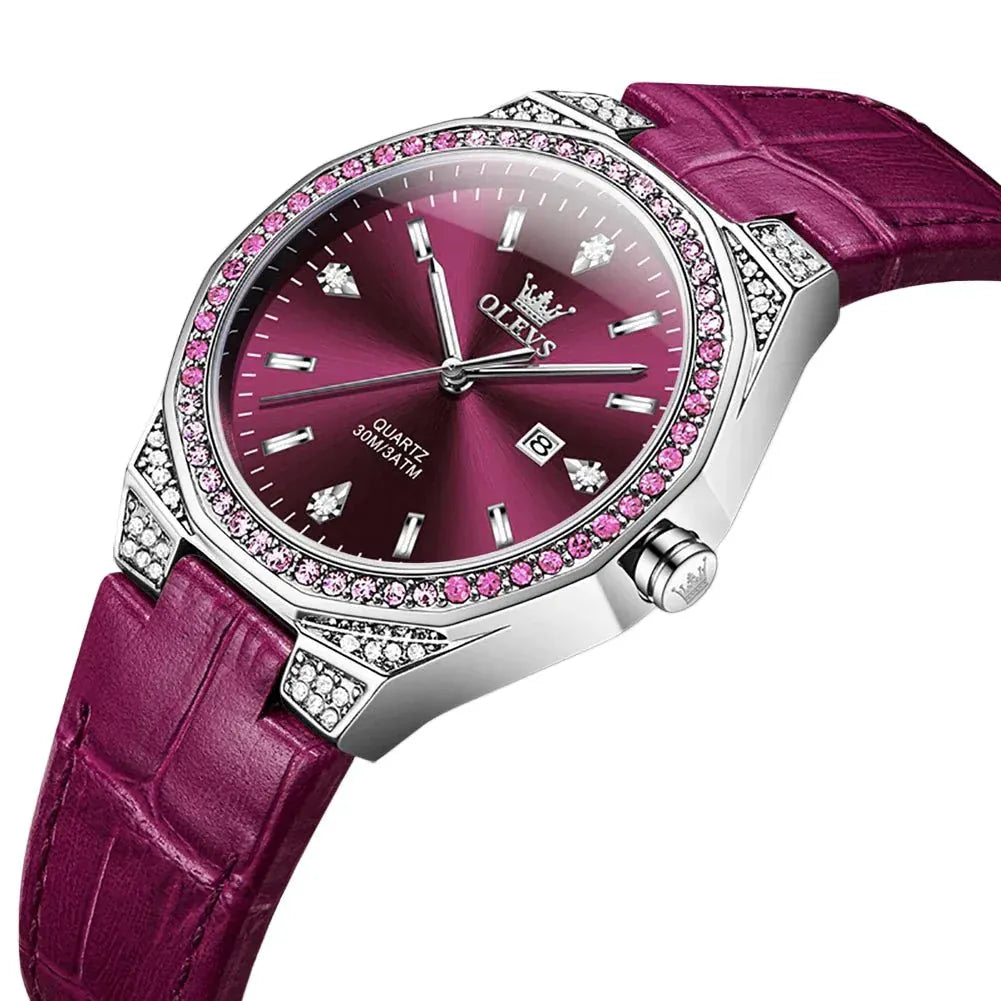 Leather Quartz Watch | Elegant Waterproof Date display