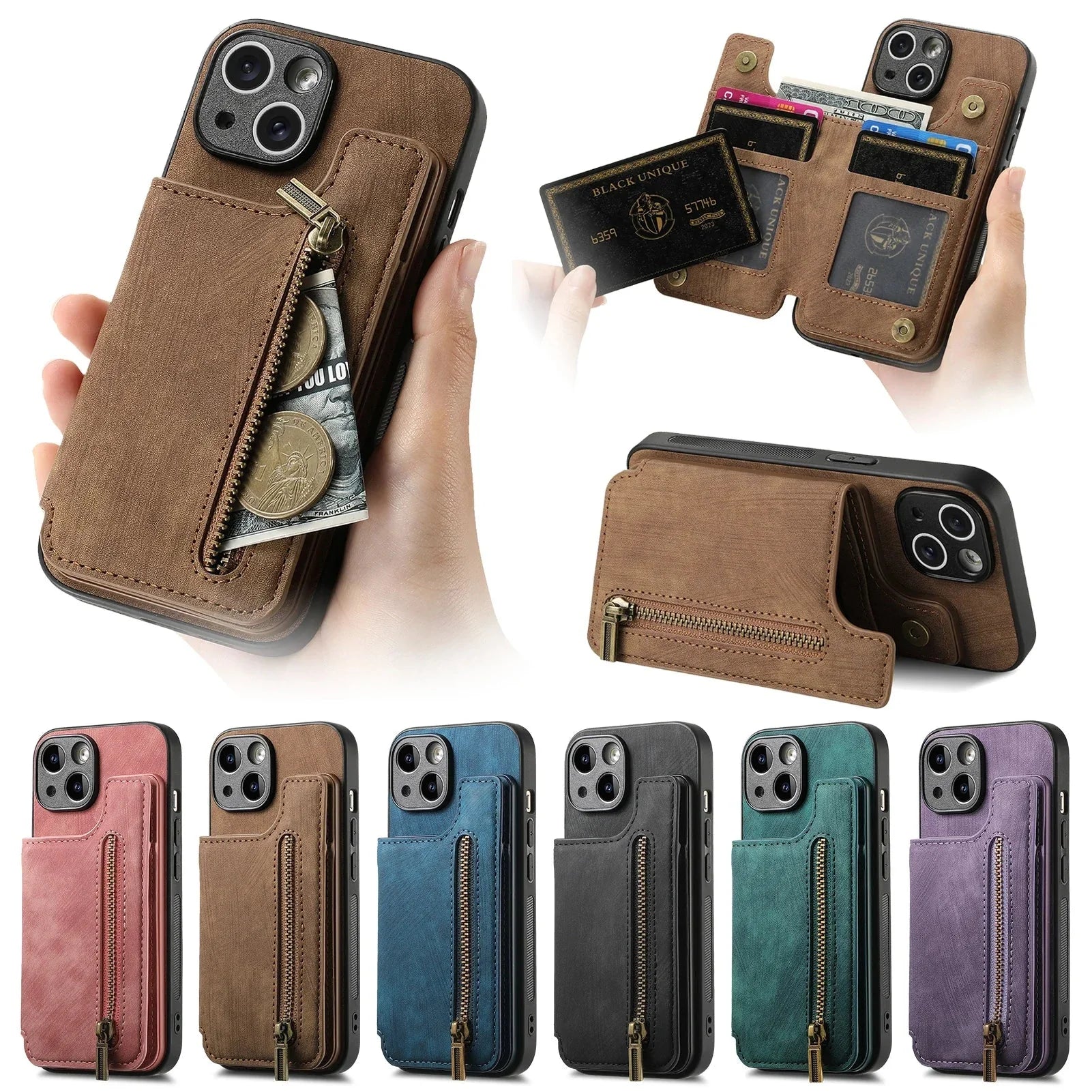 Leather wallet Case For iPhone