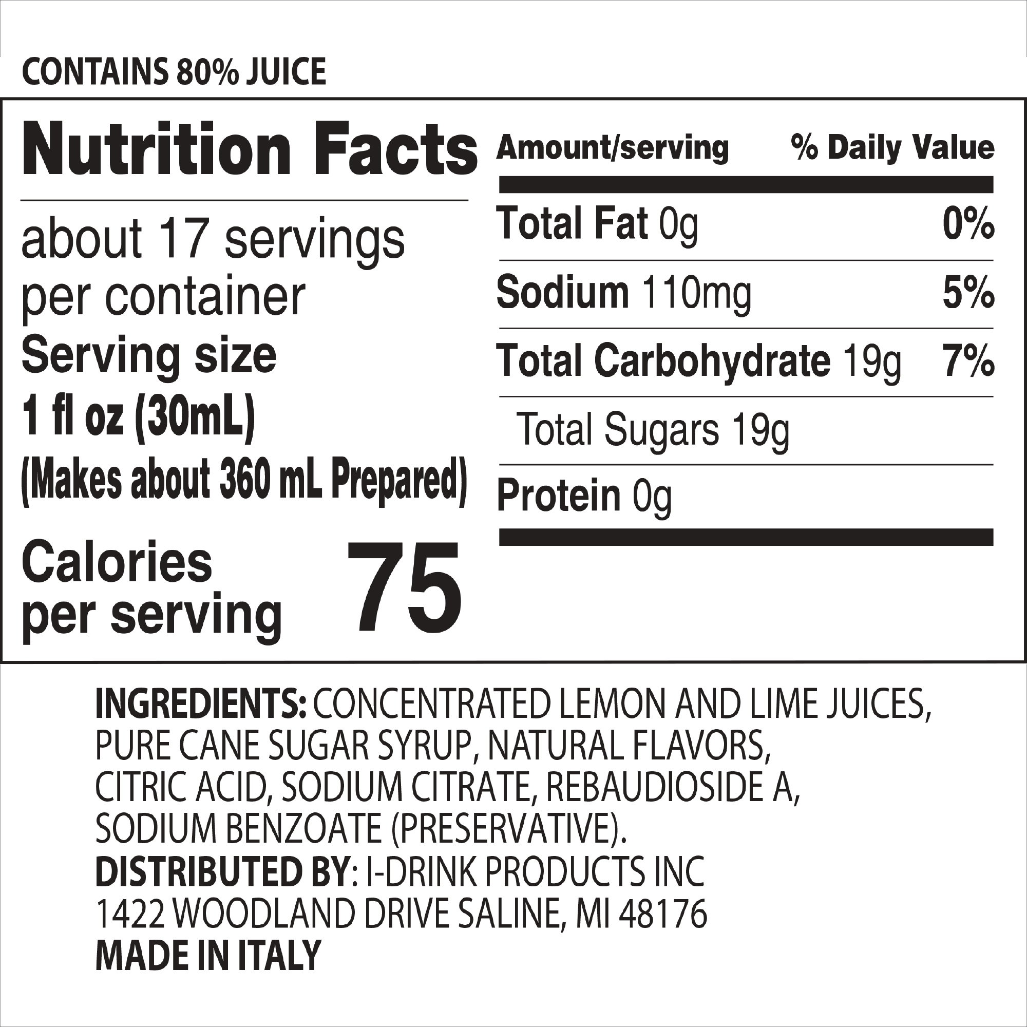Lemon Lime Premium Italian Syrup