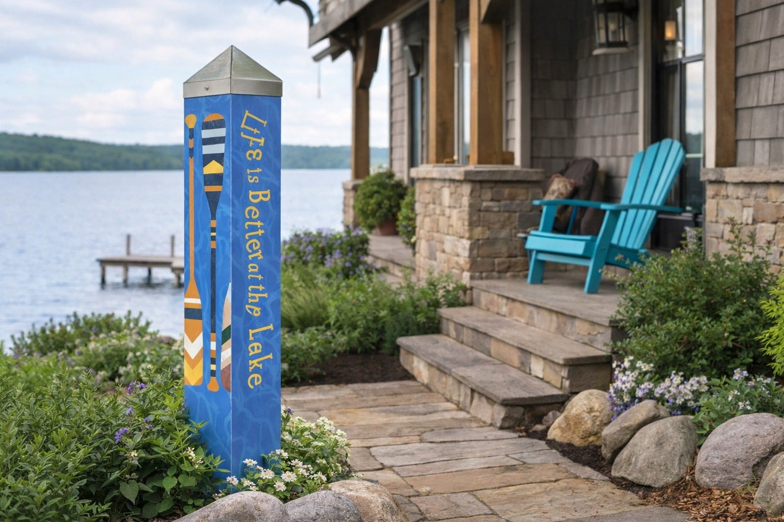 Life Is Better At The Lake Art Pole 20 Inches Tall