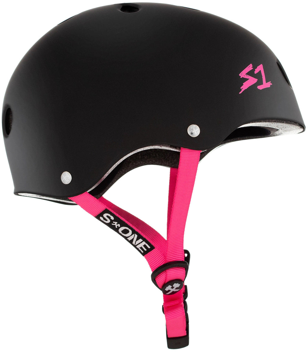 S1 Lifer Helmet - Black Matte/Pink Straps