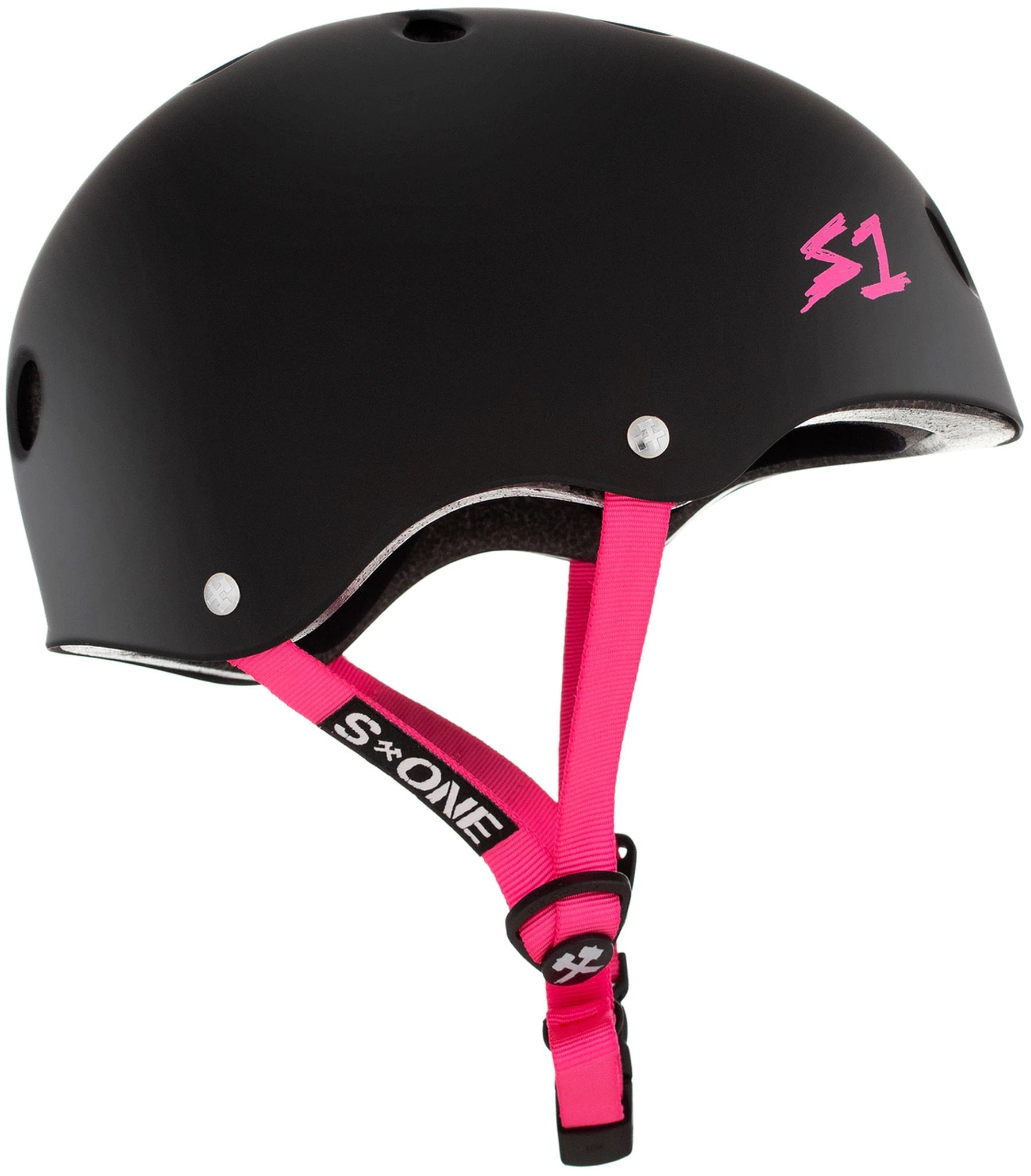 S1 Lifer Helmet - Black Matte/Pink Straps