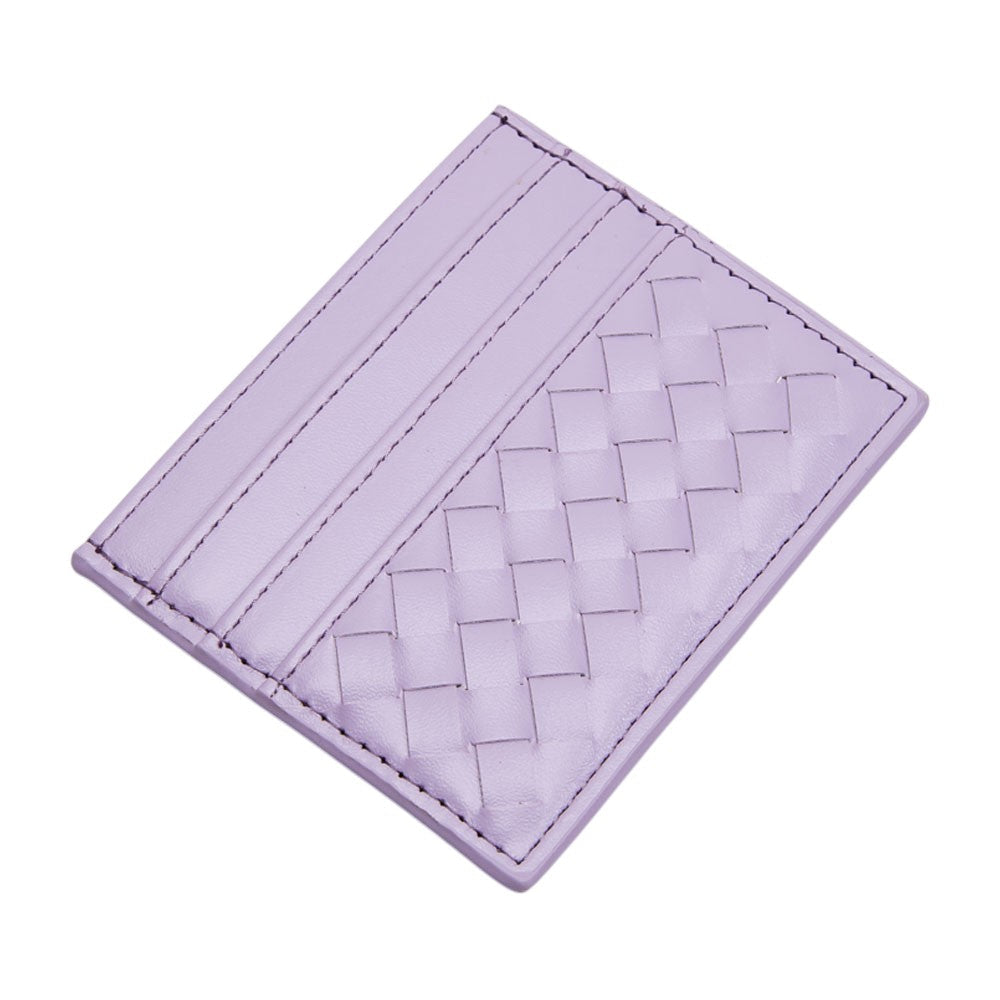 Faux Leather Basket Weave Card Holder Wallet