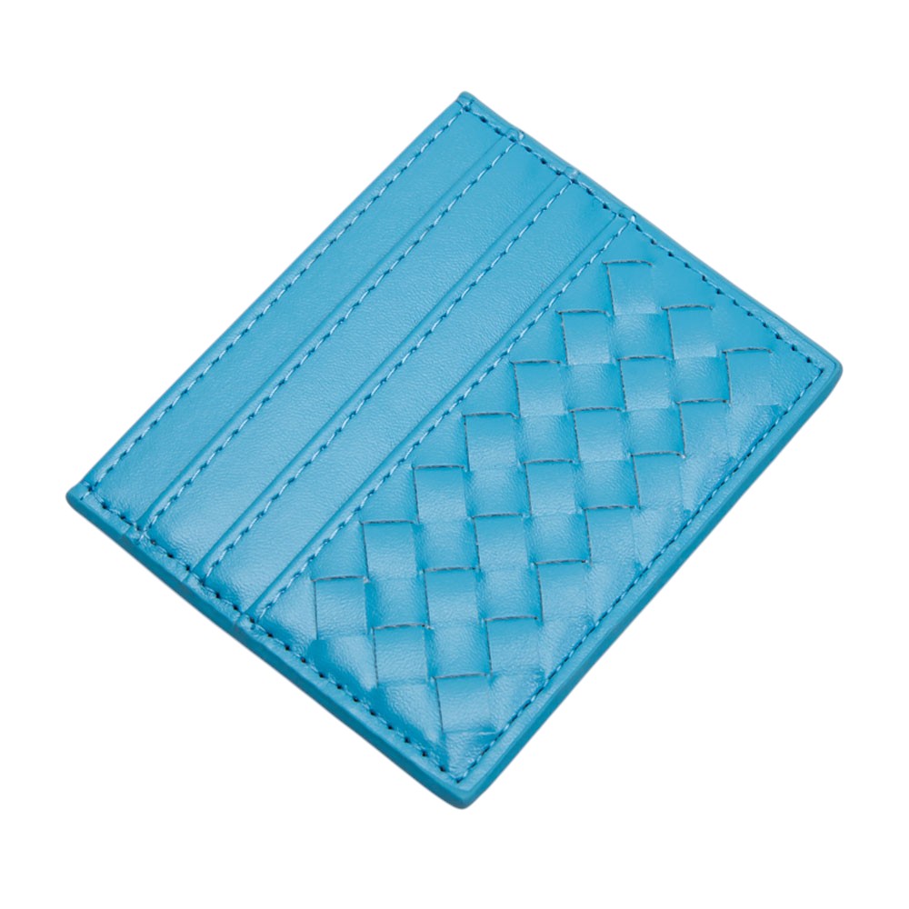 Faux Leather Basket Weave Card Holder Wallet