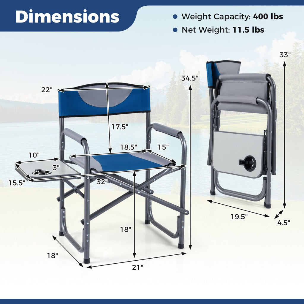Lightweight Folding Camping Chair with Side Table