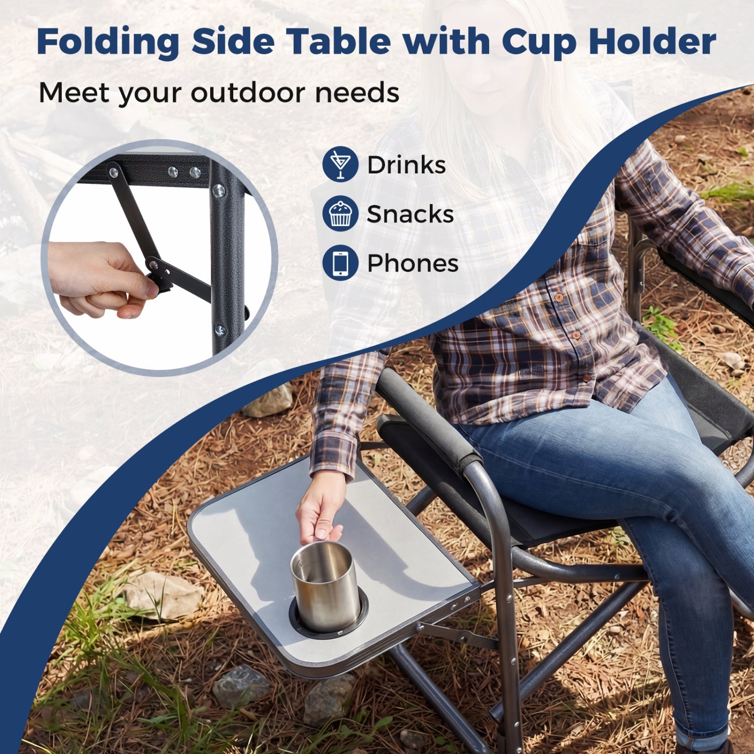 Lightweight Folding Camping Chair with Side Table