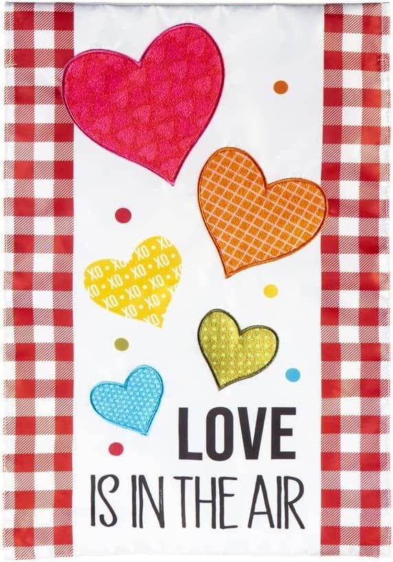 Love Is In The Air Valentine Garden Flag 2 Sided Applique