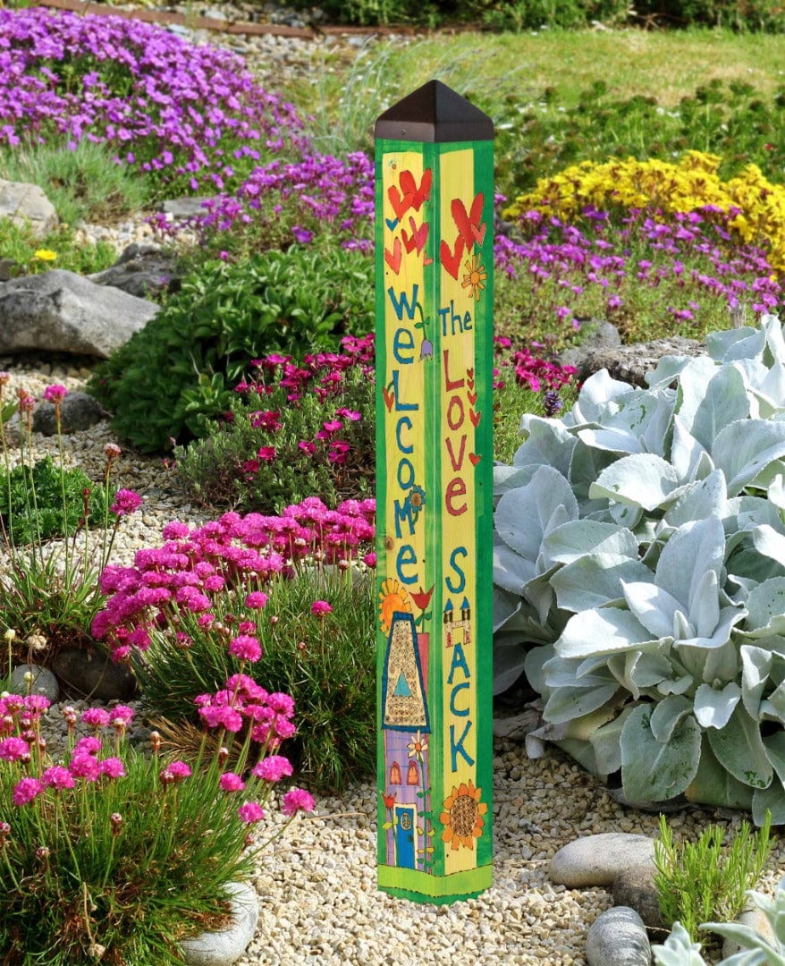 Love Shack Art Pole 40 Inches Tall Painted Peace