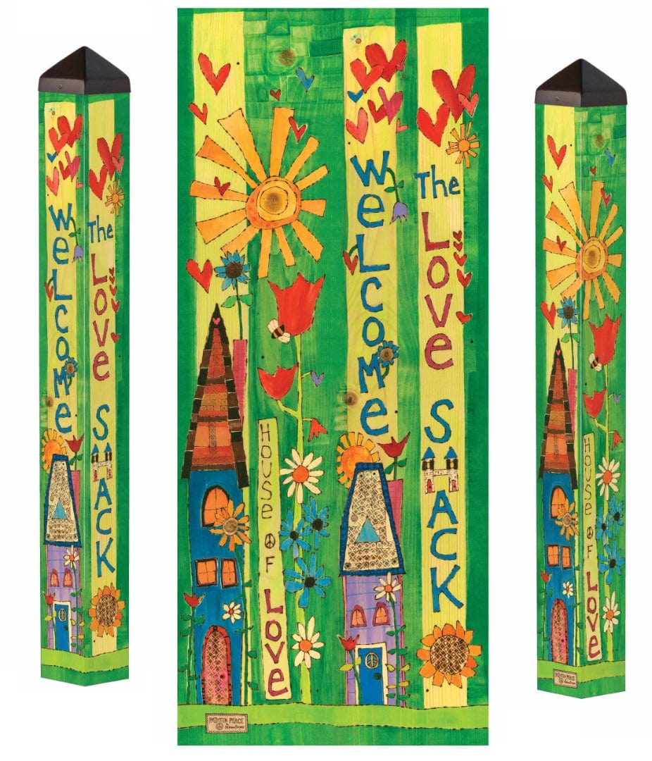 Love Shack Art Pole 40 Inches Tall Painted Peace