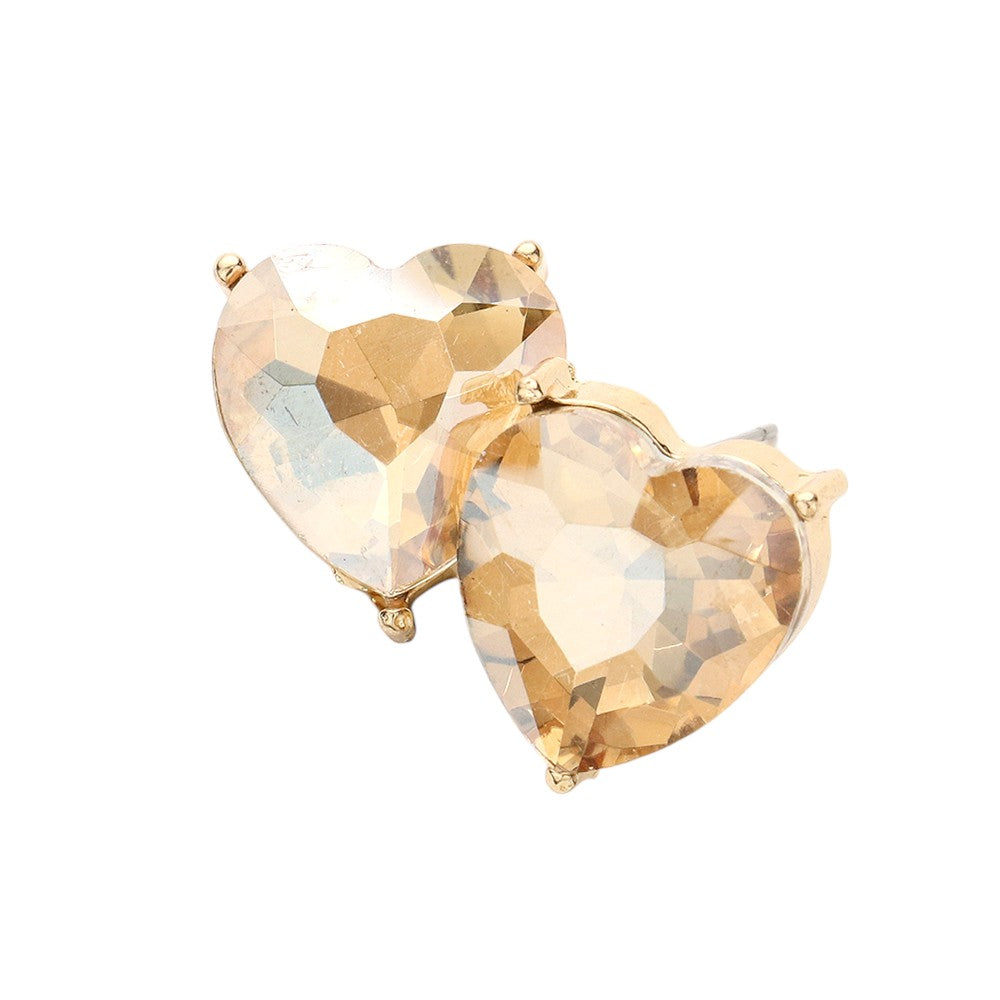 Heart Stone Evening Stud Earrings