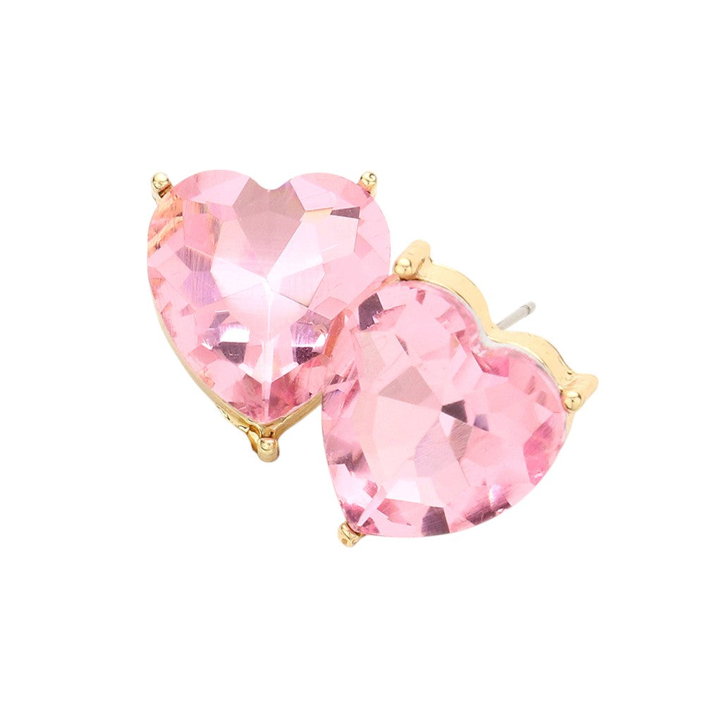 Heart Stone Evening Stud Earrings