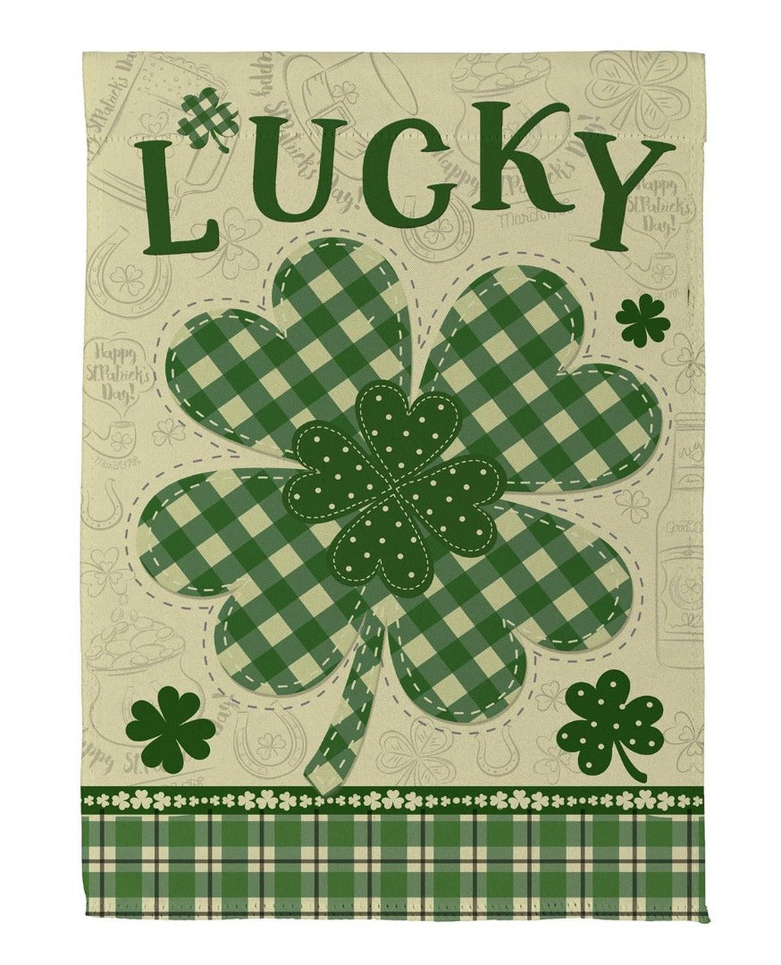 Lucky Clover 2 Sided Garden Flag