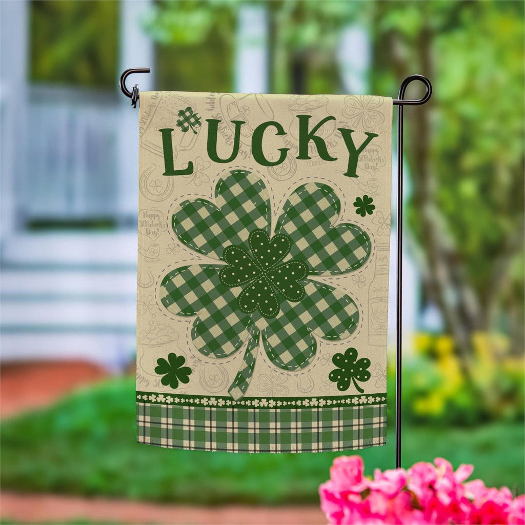 Lucky Clover 2 Sided Garden Flag