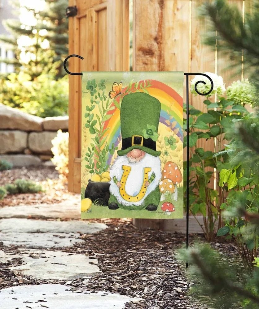 Lucky Gnome St Patricks Garden Flag 2 Sided