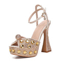 Luxury Handmade Full Rhinestones Peep toe Women Sandals.