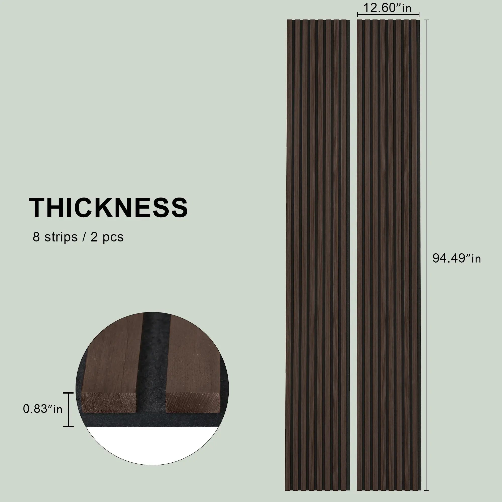 Luxury Smoked Walnut Acoustic Solid Wood Slat Wall Panels ( 2 Panels Per Box）