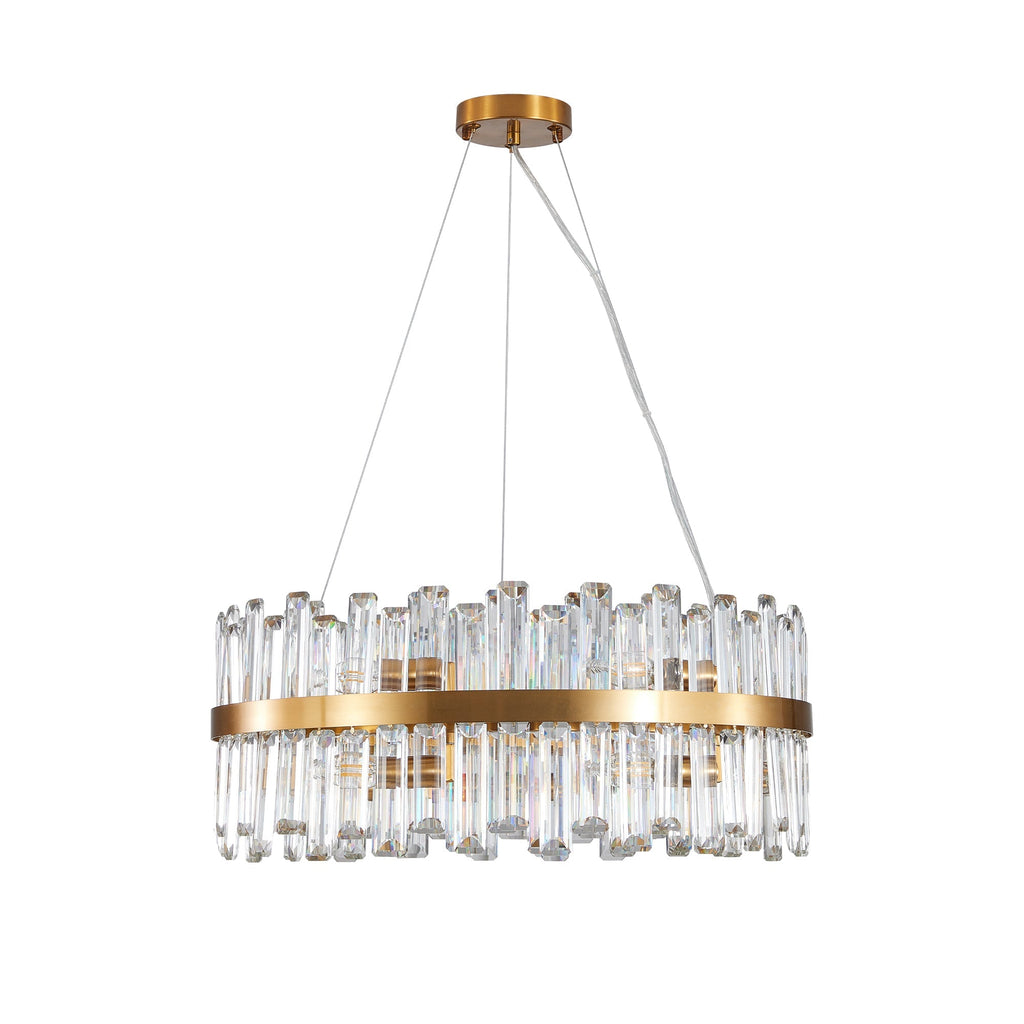 23.6" Modern K9 Crystal Chandelier | Built-In LED, 3 Color Temperatures, App & Remote Control — Gold, Dining Room & Living Room
