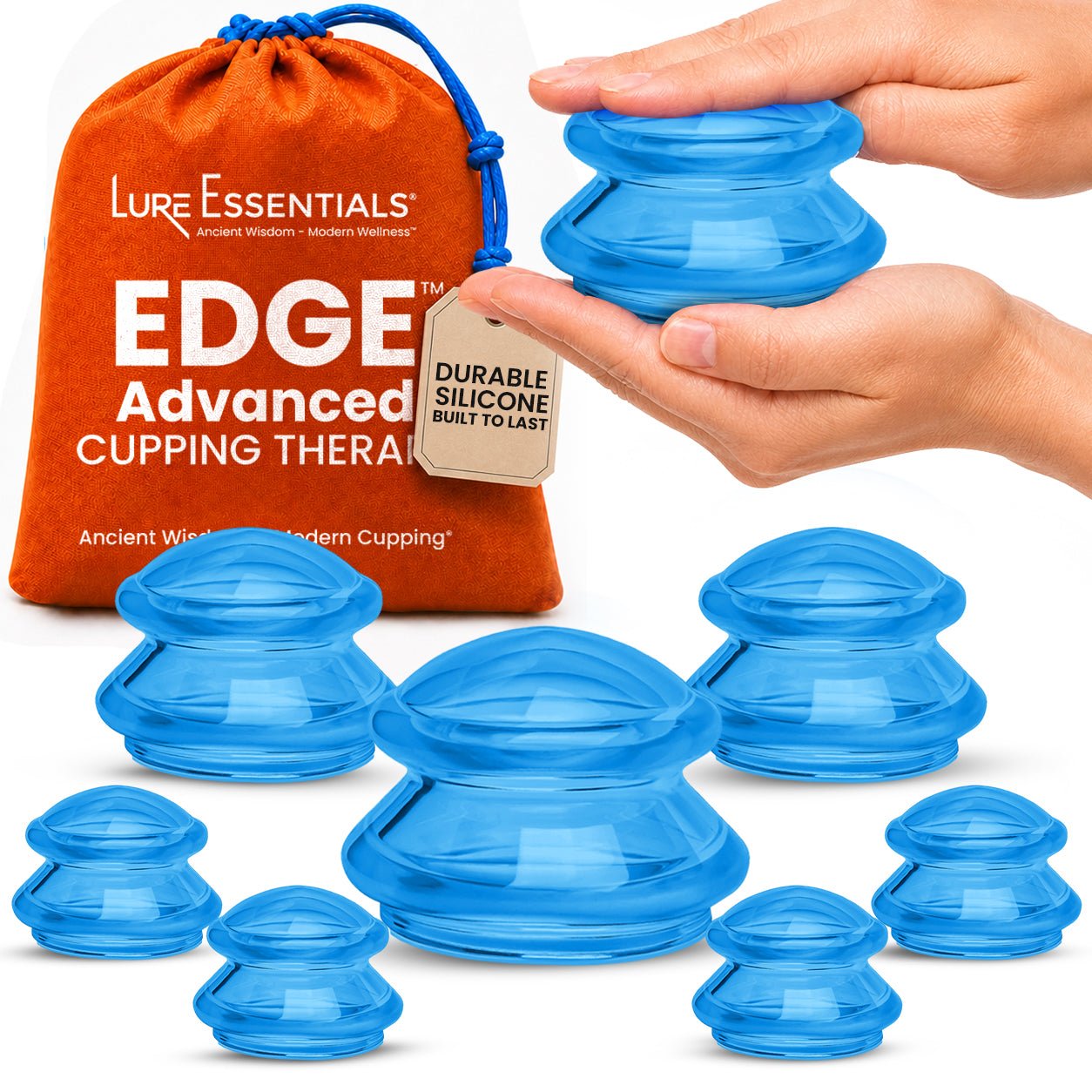 EDGE™ Cupping Set Blue, 8 Cups (2L, 2M, 4S)