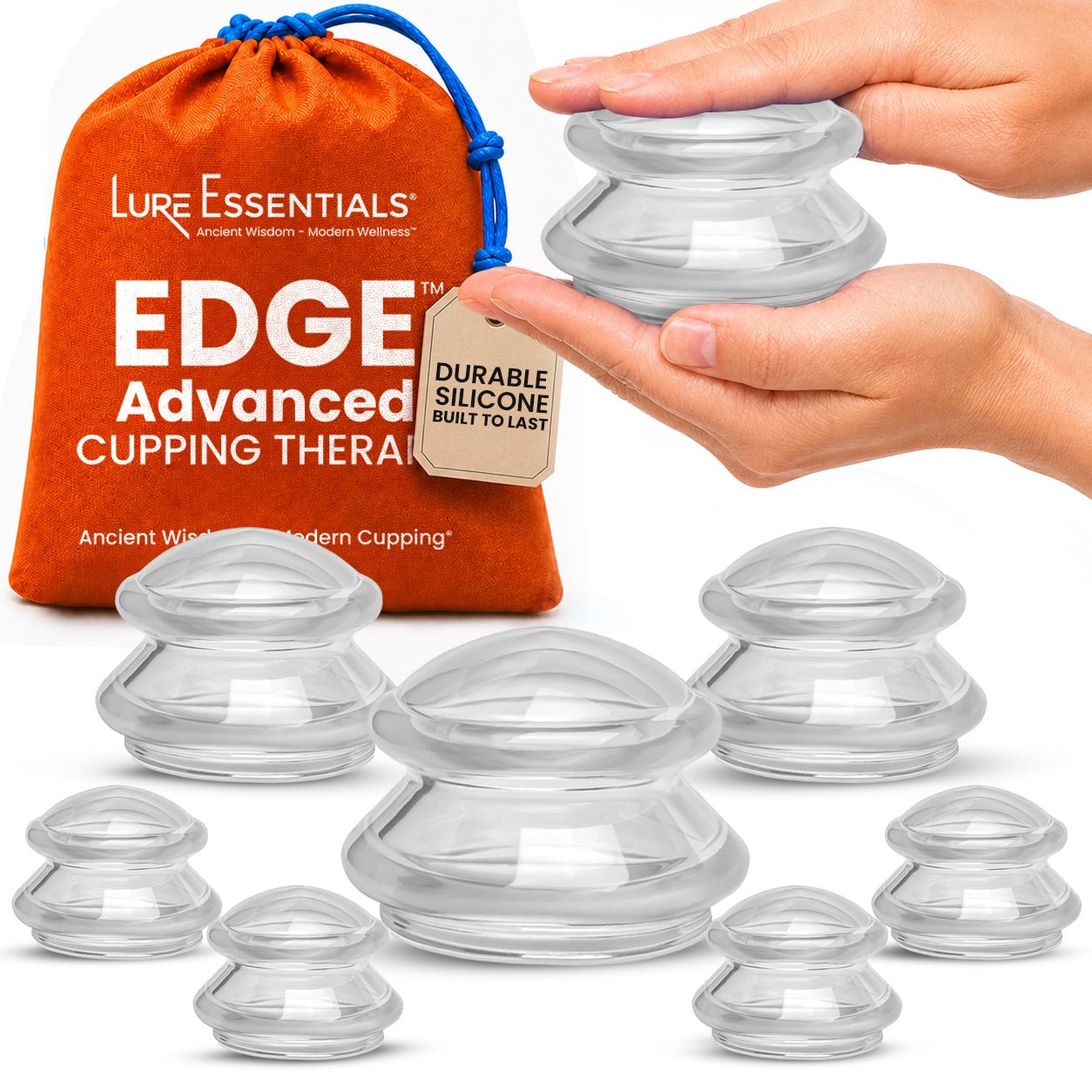 EDGE™ Cupping Set Clear, 8 Cups (2L, 2M, 4S)
