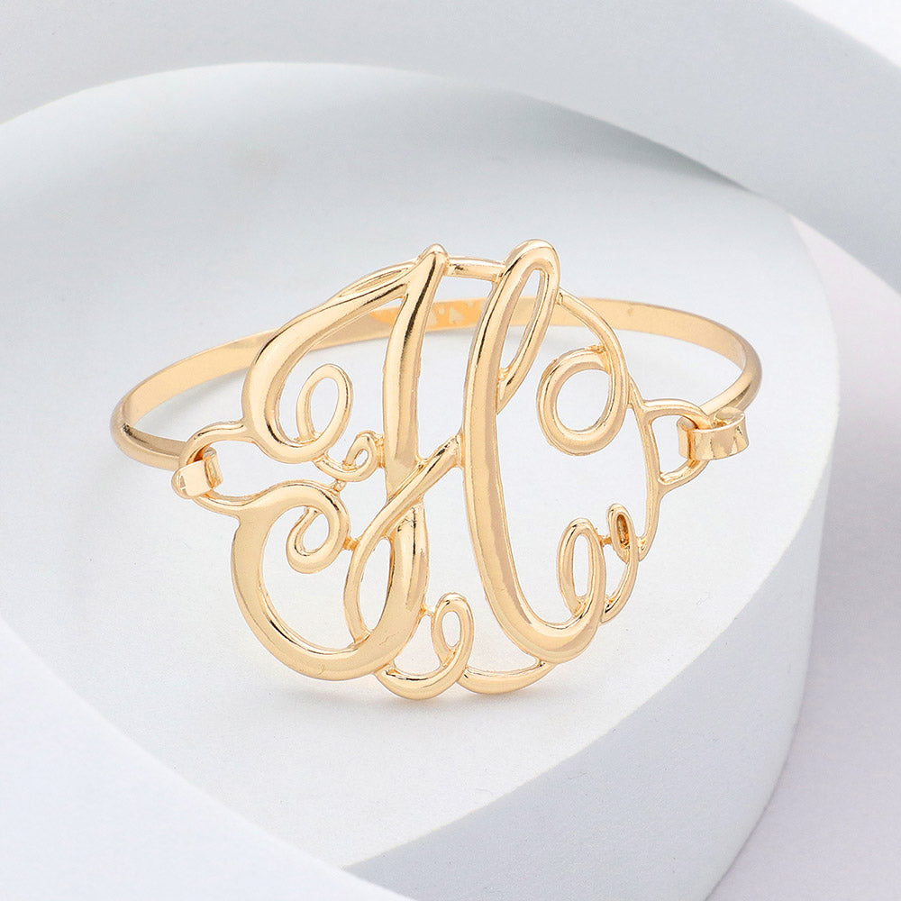 -H- Initial Monogram Curlicue Bracelet