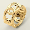 Bold Metal Sculptural Chain Link Hinged Bangle Bracelet