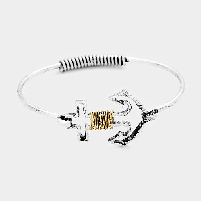 Wire Wrapped Anchor Metal Hook Bracelet