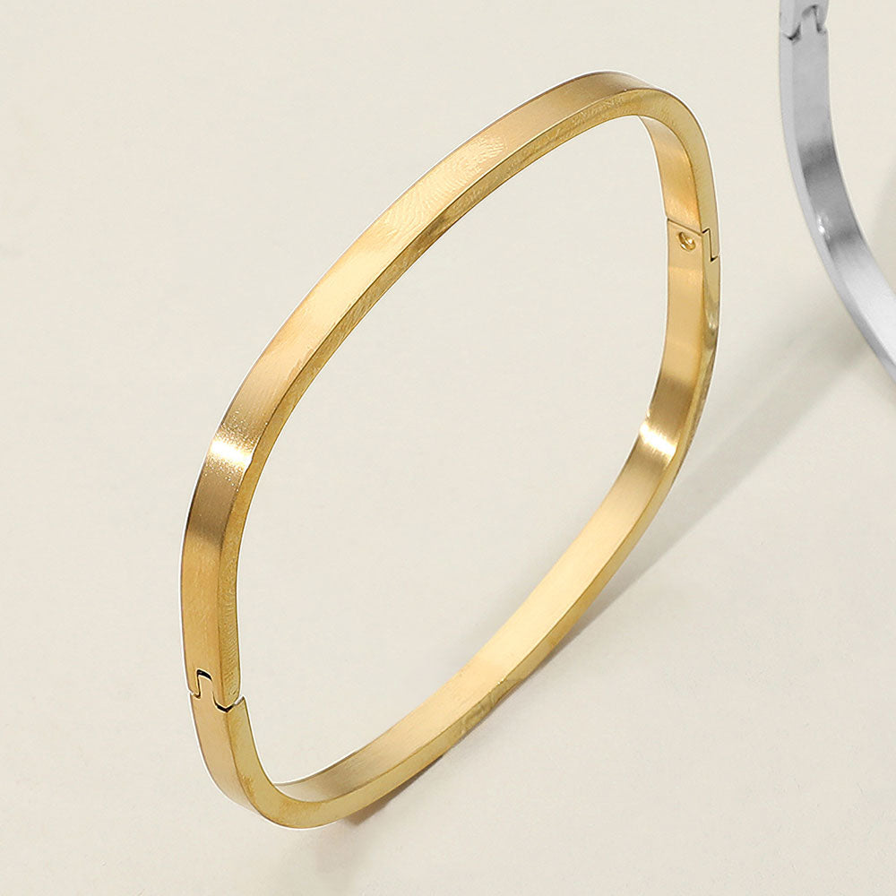 SECRET BOX_Stainless Steel Square Hinge Bangle Bracelet