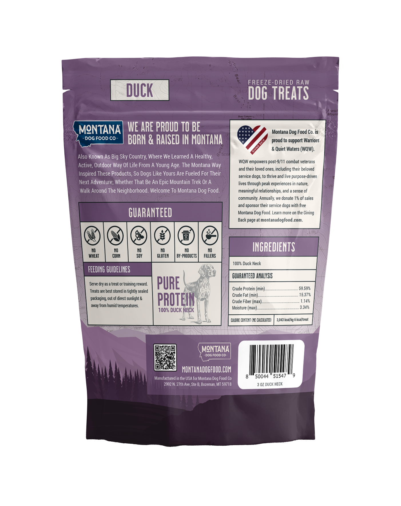 Duck Freeze-dried Raw Trail Snacks (Treats) for Dogs 3oz