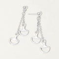 Double Metal Horsebit Charm Drop Earrings