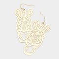 Brass Metal Cutout Zebra Dangle Earrings