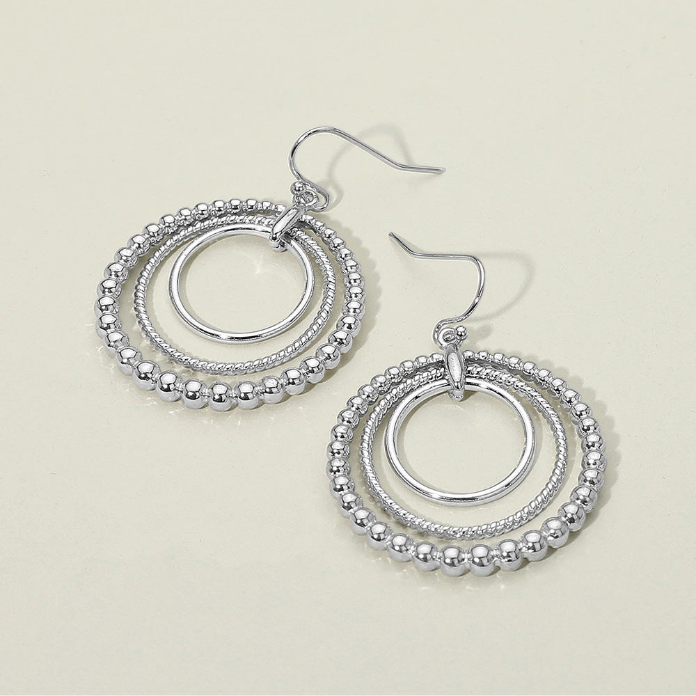 Metal Bubble Layered Hoop Dangle Earrings