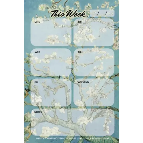Weekly Planner Notepad: Van Gogh Almond Blossom, Daily Planning Pad for Organizing, Tasks, Goals, Schedule - Paperback