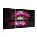 Pink LED Pixel Lips Glass Wall Art