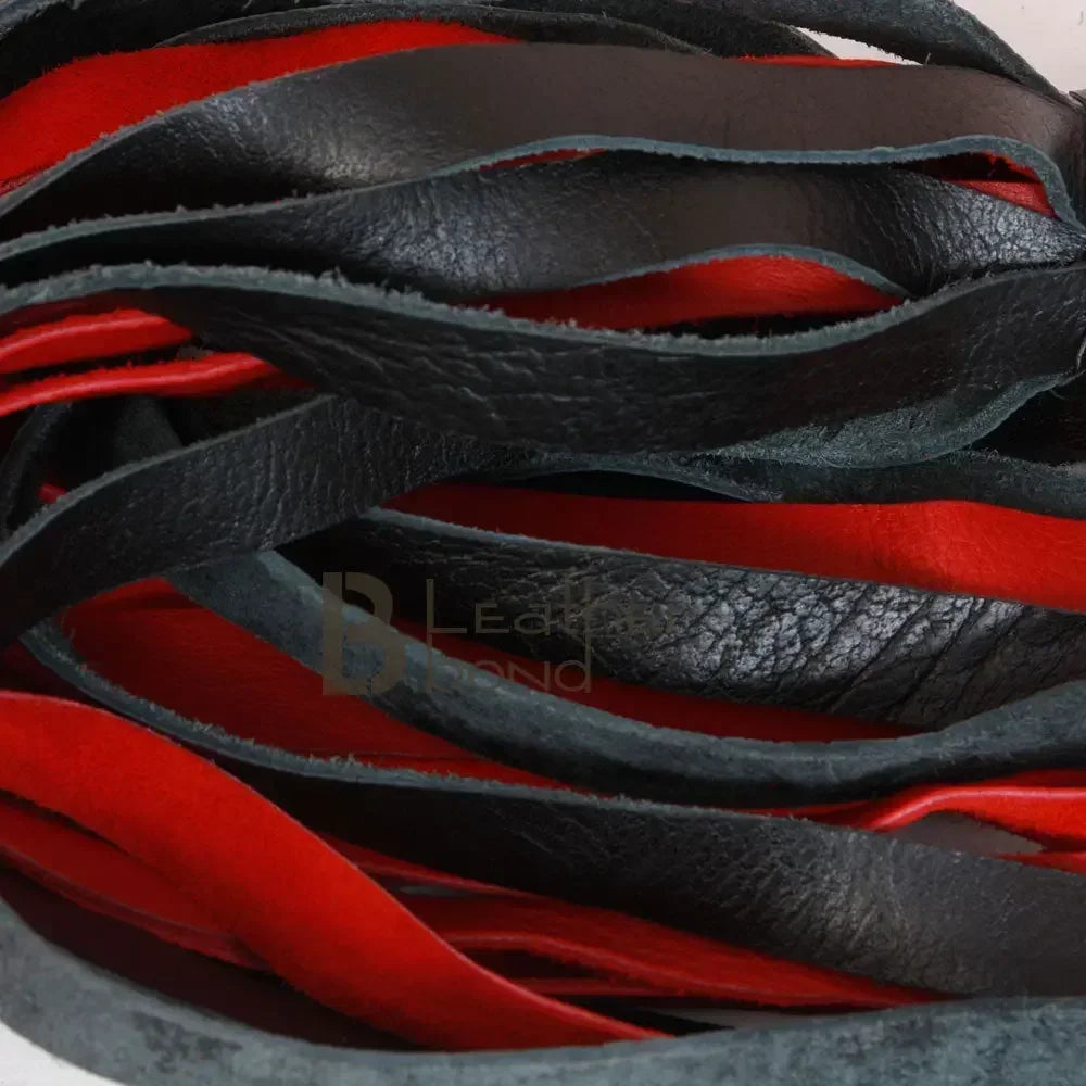 Real Genuine Cowhide Leather Flogger | 25 Falls Red and Black | Heavy Duty Thick Tails – Leather Bond