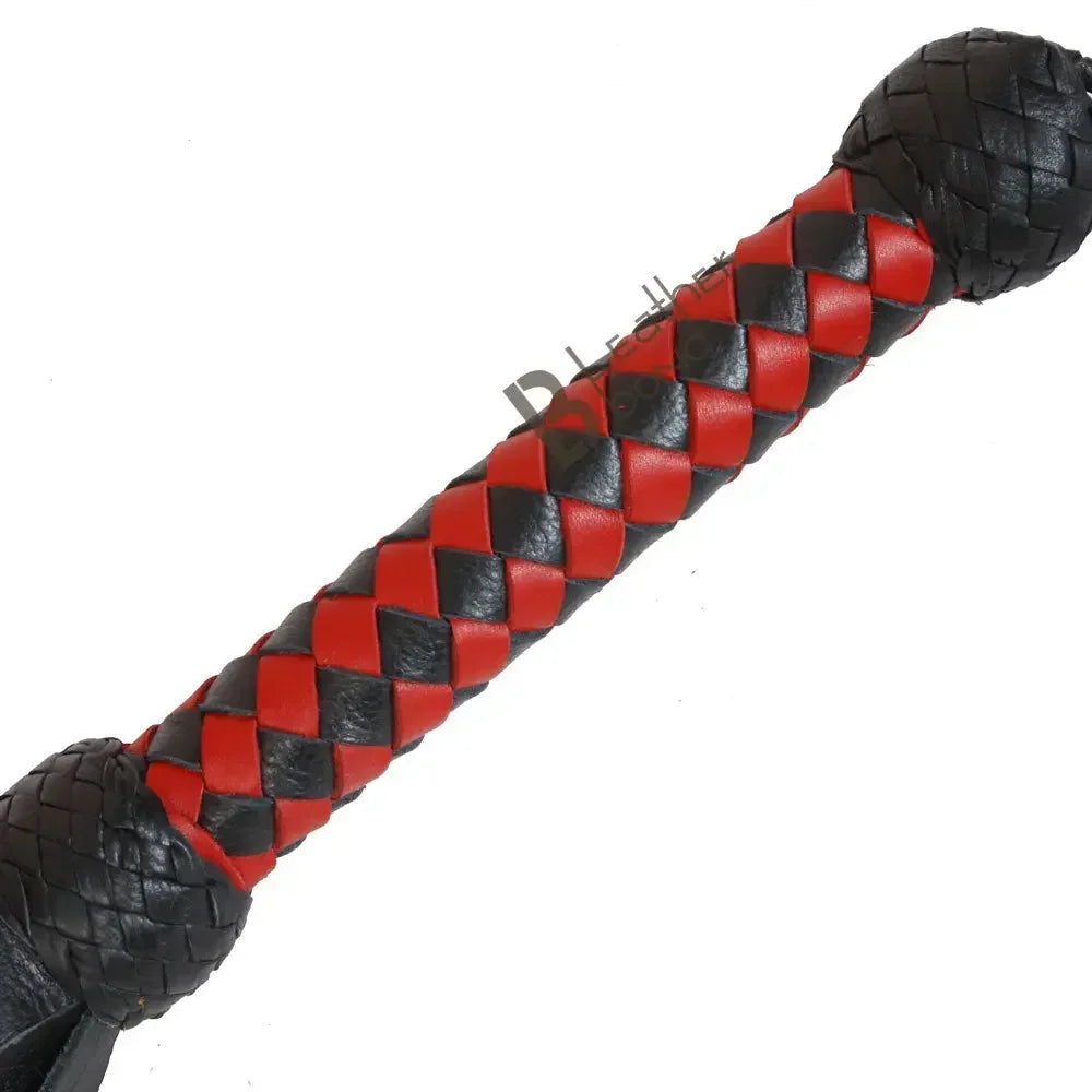 Real Genuine Cowhide Leather Flogger | 25 Falls Red and Black | Heavy Duty Thick Tails – Leather Bond