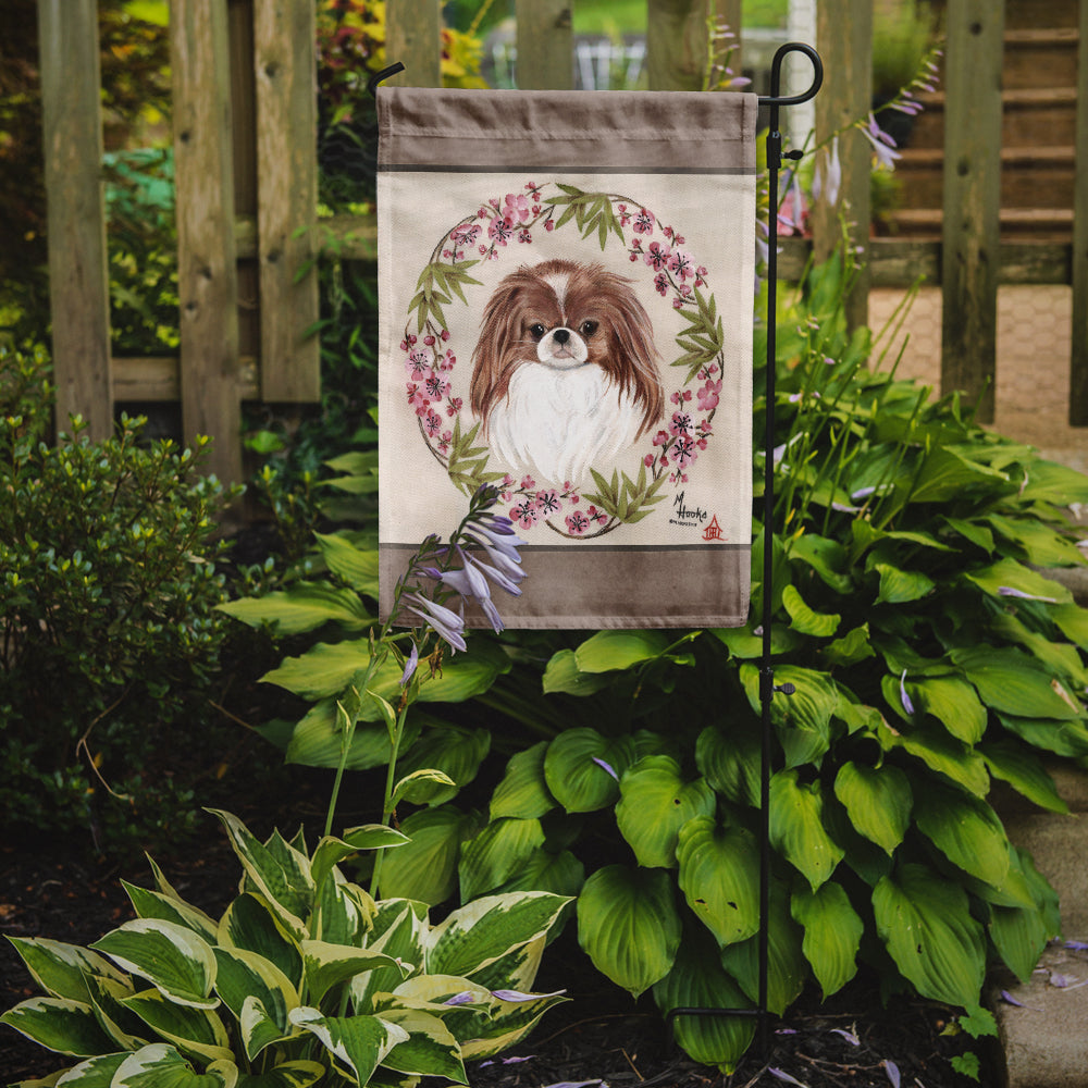 Japanese Chin Wreath of Flowers Garden Flag Mailbox Decorative Yard Banner Outside Patio Artwork for Flower Beds, Garden Size, Multicolor