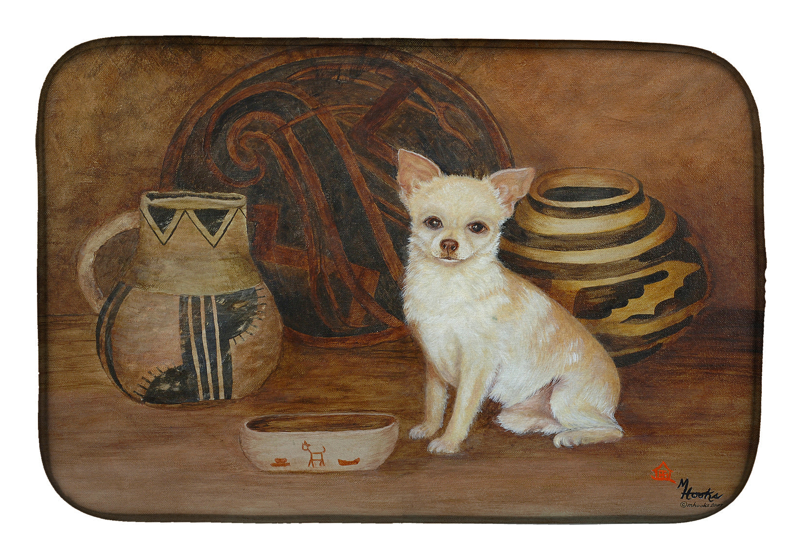 Chihuahua Ancient History Dish Drying Mat Absorbent Dish Drying Mat Pad for Kitchen Counter Dish Drainer Mat for Countertop, 14 x 21", Multicolor