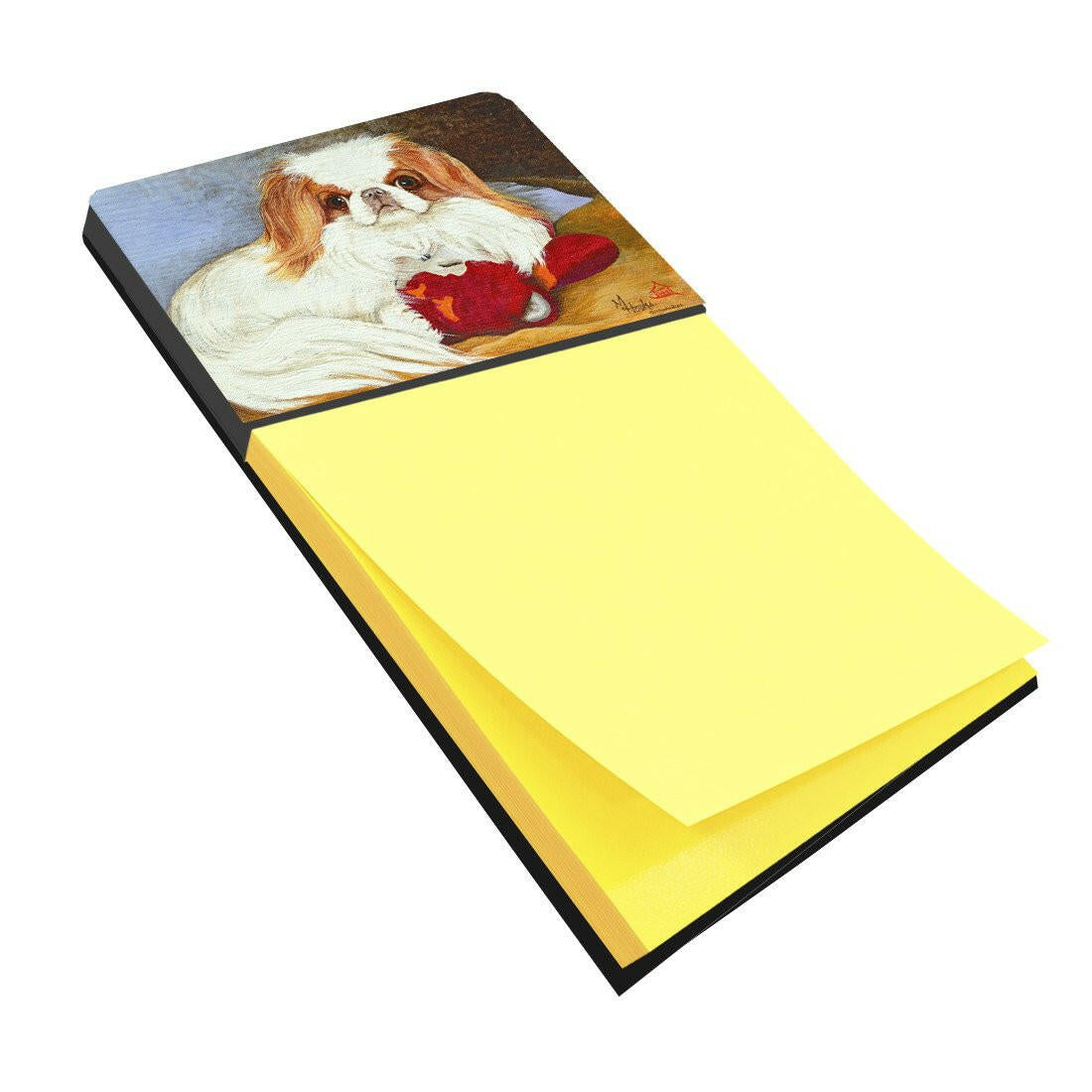 Japanese Chin Pink Gorilla Watercolor Sticky Note Holder Refillable Dispenser Desk Accessory 3x3 Pad Gift