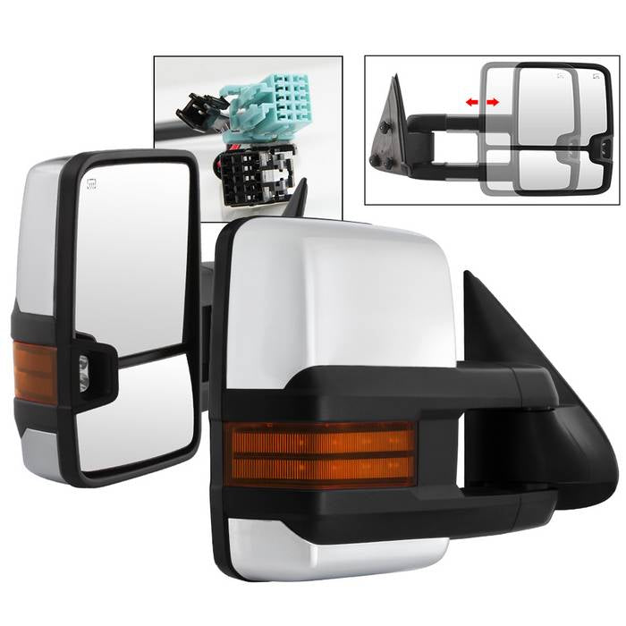 SPYDER xTune Chevy Silverado 03-06 Heated Amber Signal Telescoping Mirrors Chrome MIR-CS03S-G3C-PWH-AM-SET 9936753