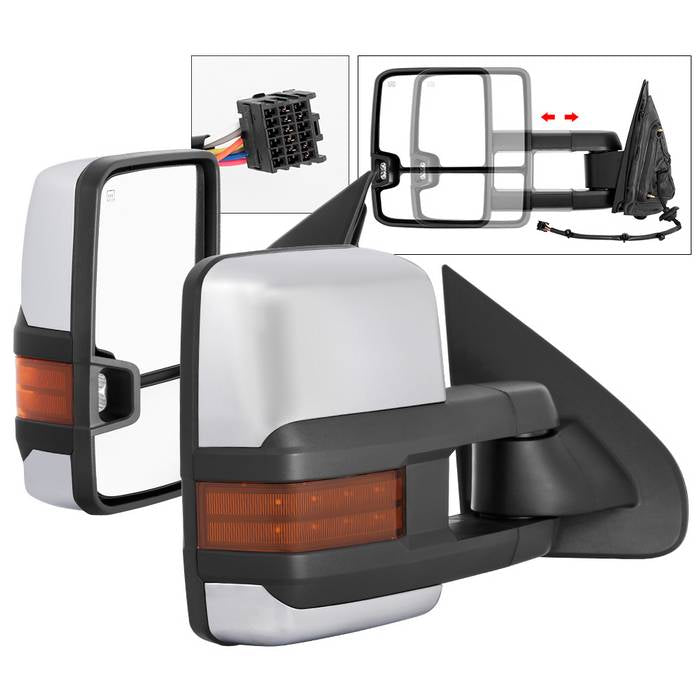SPYDER xTune Chevy Silverado 14-16 Heated Amber LED Signal Mirror Chrome MIR-CSIL14S-G3C-PWH-AM-SET 9936777
