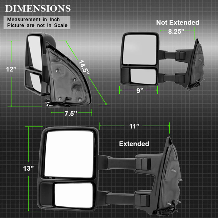 SPYDER xTune 99-15 Ford SuperDuty L/R Manual Extendable - Manual Adjust Mirror MIR-FDSD08S-MA-AM-SET 9935794