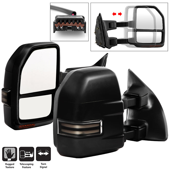 SPYDER xTune 99-07 Ford Super Duty LED Telescoping Manual Mirrors - Smk (Pair) (MIR-FDSD99S-G4-MA-RSM-SET) 9943140