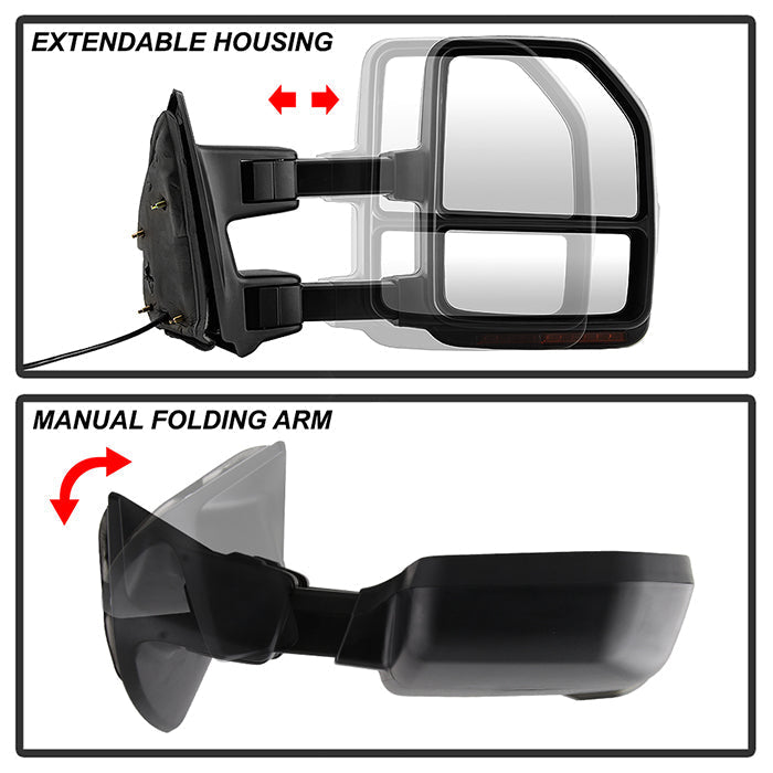 SPYDER xTune 99-07 Ford Super Duty LED Telescoping Manual Mirrors - Smk (Pair) (MIR-FDSD99S-G4-MA-RSM-SET) 9943140