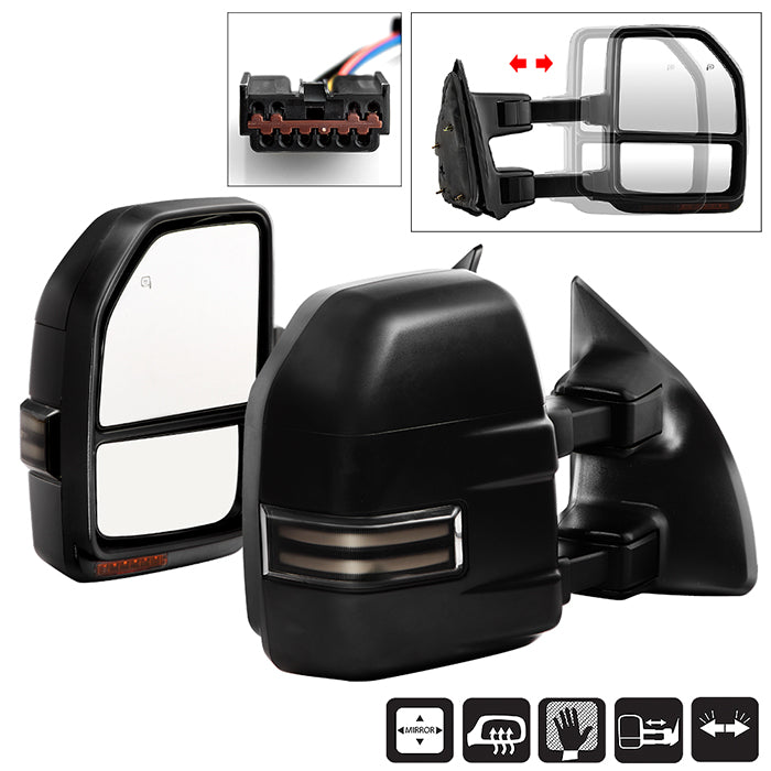 SPYDER xTune 99-07 Ford SuperDuty Heated LED Telescoping Pwr Mirrors-Smk (Pair) (MIR-FDSD99S-G4-PW-RSM-SET) 9943157