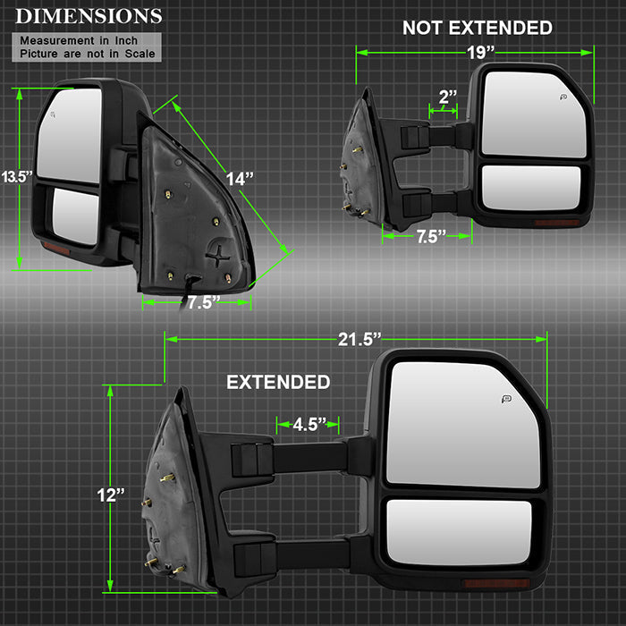 SPYDER xTune 99-07 Ford SuperDuty Heated LED Telescoping Pwr Mirrors-Smk (Pair) (MIR-FDSD99S-G4-PW-RSM-SET) 9943157